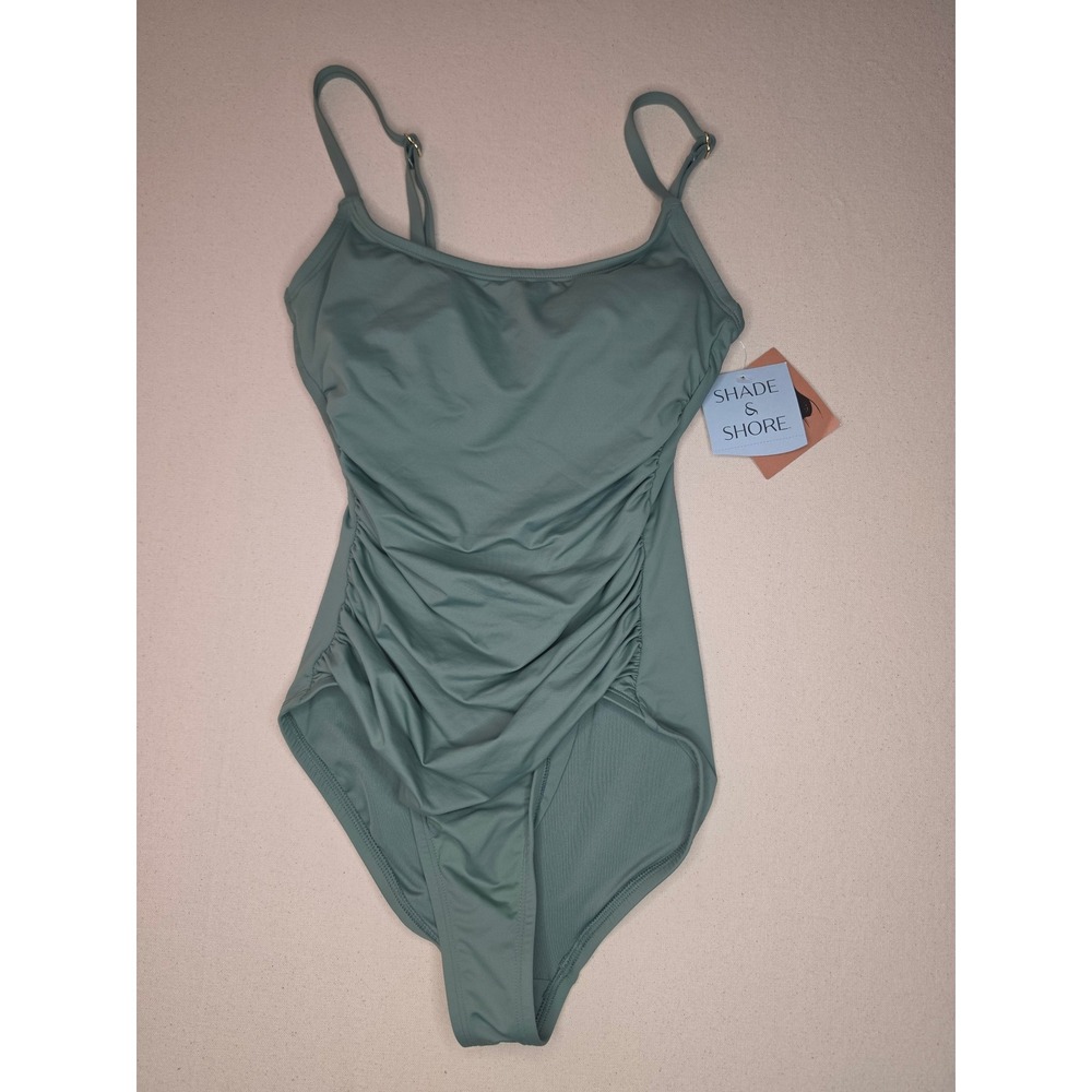 Shade & Shore Scoop Neck One Piece Swimsuit Green Small NWT